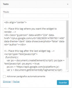 wordpress google+ badge